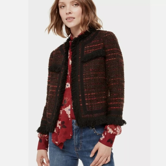 NEW! Kate Spade Multi Tweed Fringe Jacket